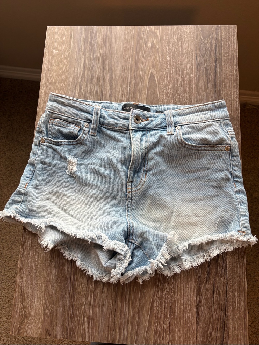 Kendall & Kylie Light Blue Distressed Denim Shorts